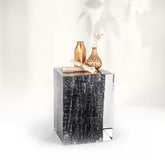 Burned Wood Stump Acrylic Stool Side Table